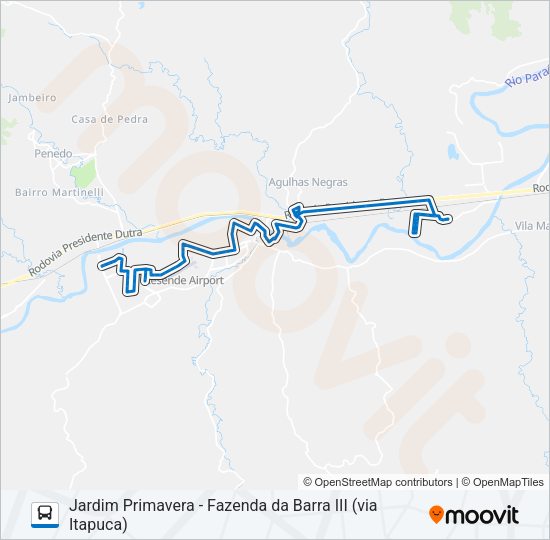Mapa da linha 372 de ônibus