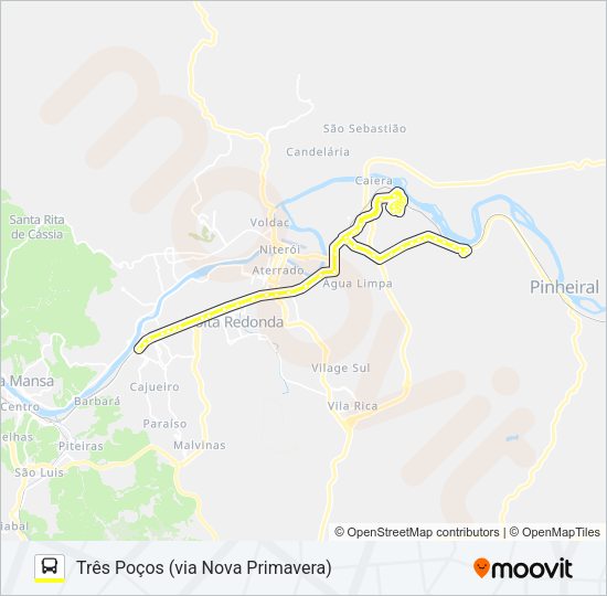 Mapa da linha 210 de ônibus