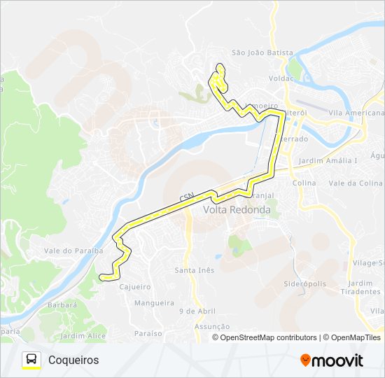 Mapa da linha 405 de ônibus