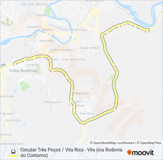 Mapa da linha 210B de ônibus