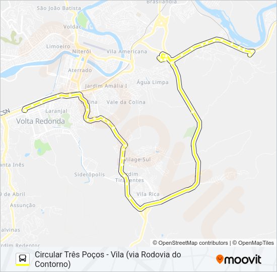 Mapa da linha 210B de ônibus