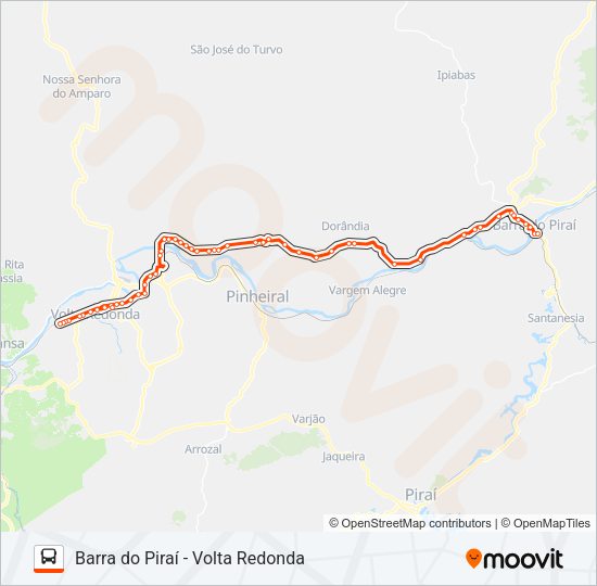 Mapa da linha P130 de ônibus