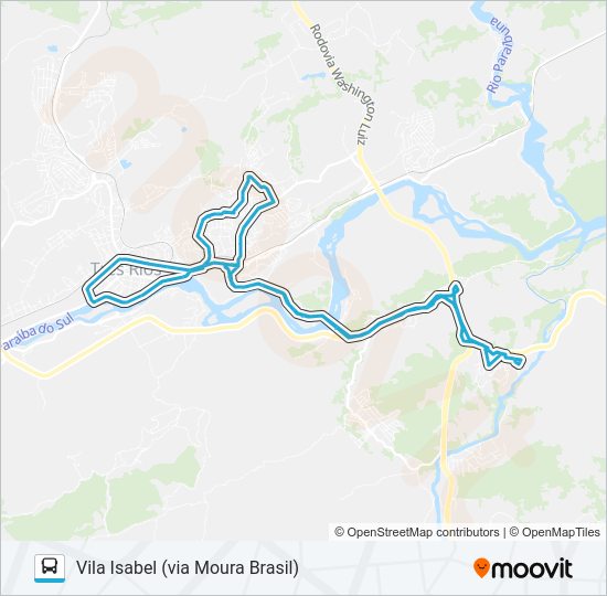Mapa da linha 700 de ônibus