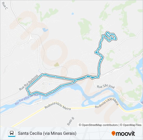 Mapa da linha 206A de ônibus