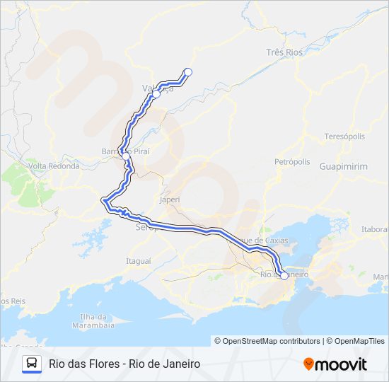 Mapa da linha RIO DAS FLORES - RIO DE JANEIRO de ônibus