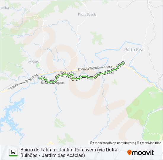 Mapa da linha P250 de ônibus