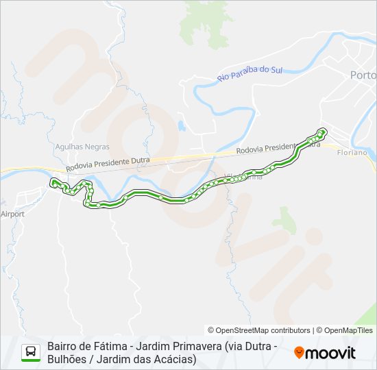 Mapa da linha P250 de ônibus