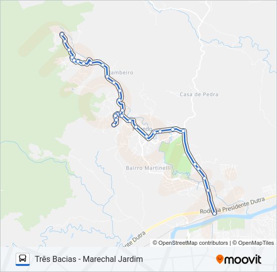 Mapa da linha PE25 de ônibus