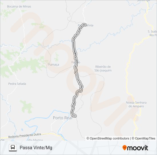 Mapa da linha QUATIS - PASSA VINTE de ônibus