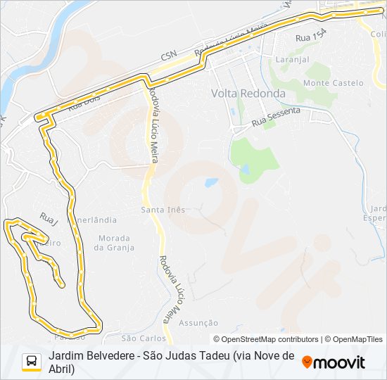 Mapa da linha P714 de ônibus