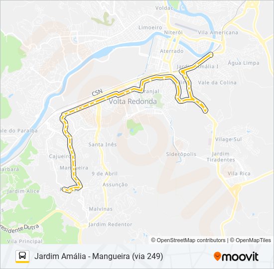 Mapa da linha P715 de ônibus