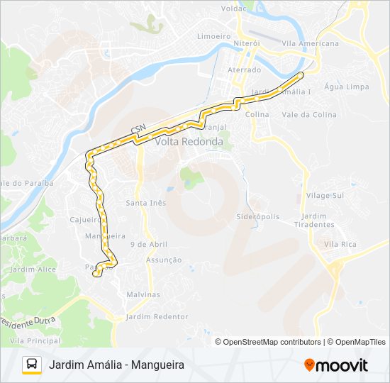 Mapa da linha P715 de ônibus