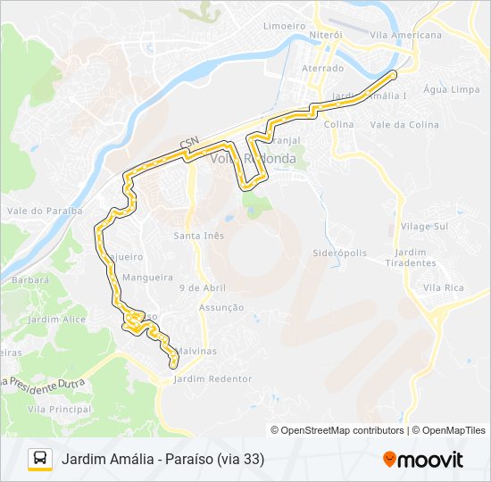 Mapa da linha P716 de ônibus