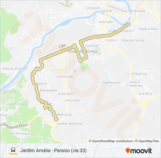 Mapa da linha P716 de ônibus