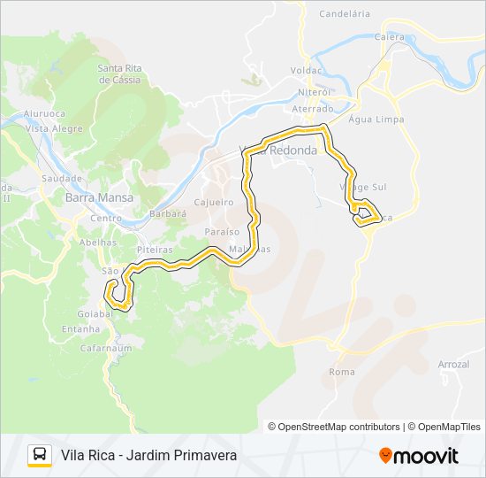 Mapa da linha P750 de ônibus