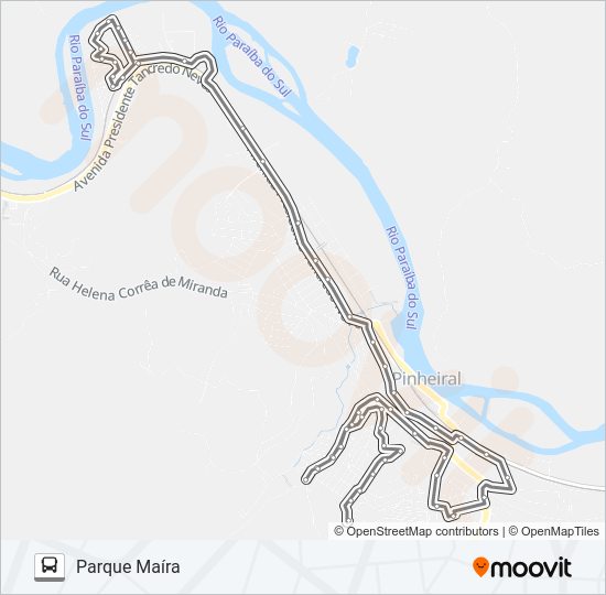 Mapa da linha 002 de ônibus