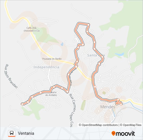 Mapa da linha VENTANIA de ônibus
