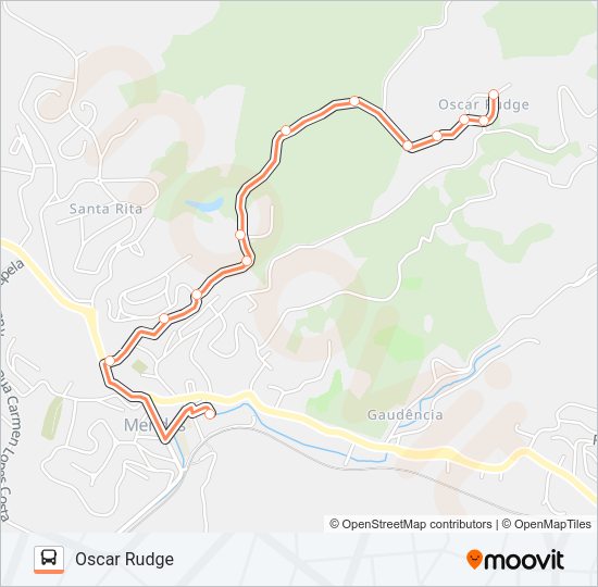 Mapa da linha OSCAR RUDGE de ônibus