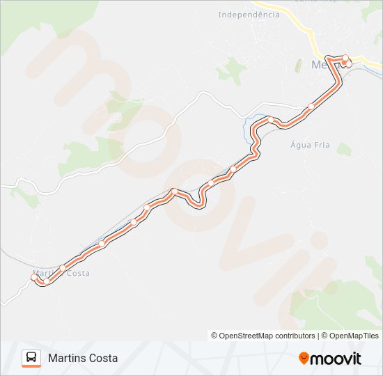 Mapa da linha MARTINS COSTA de ônibus