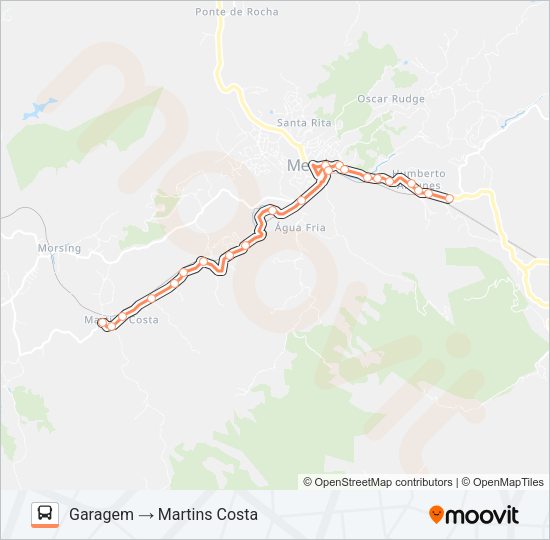 Mapa da linha MARTINS COSTA de ônibus