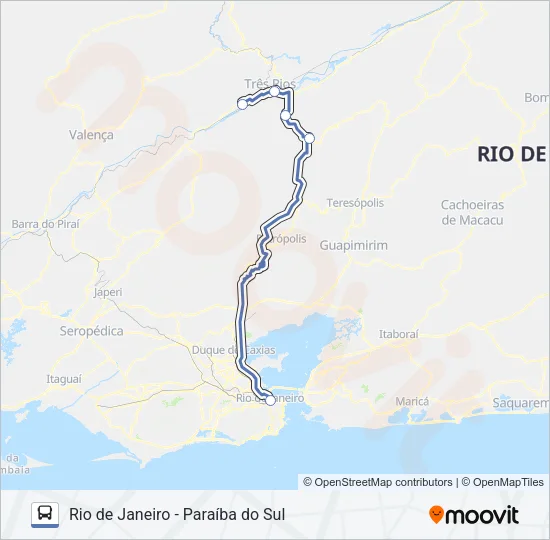 RIO DE JANEIRO - PARAÍBA DO SUL Bus Line Map