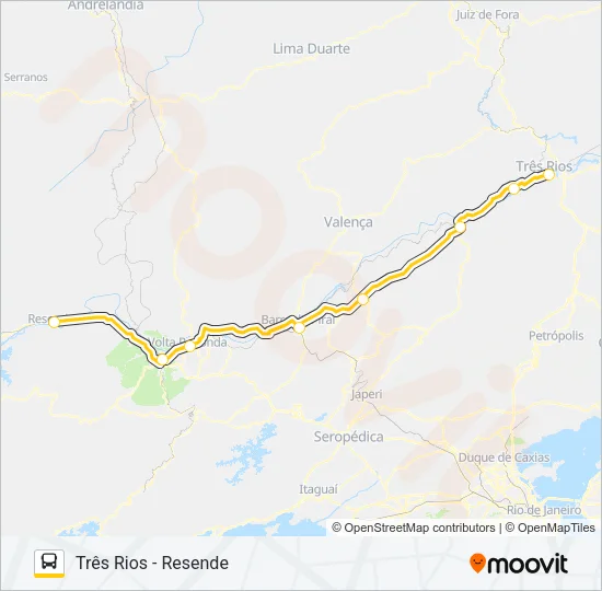 TRÊS RIOS - RESENDE Bus Line Map