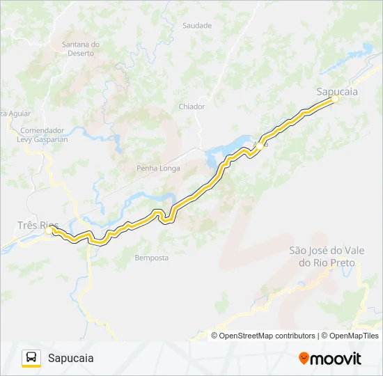 TRÊS RIOS - SAPUCAIA Bus Line Map