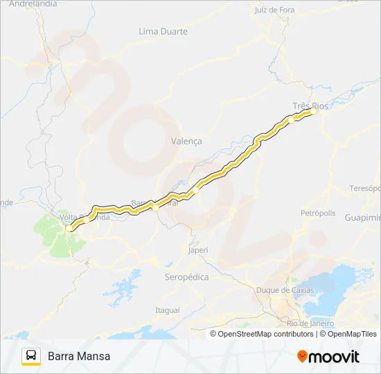 TRÊS RIOS - BARRA MANSA Bus Line Map