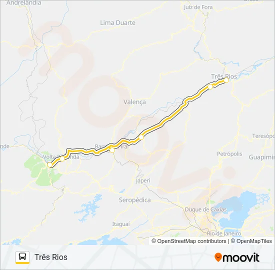 TRÊS RIOS - BARRA MANSA Bus Line Map