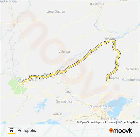 BARRA MANSA - PETRÓPOLIS Bus Line Map