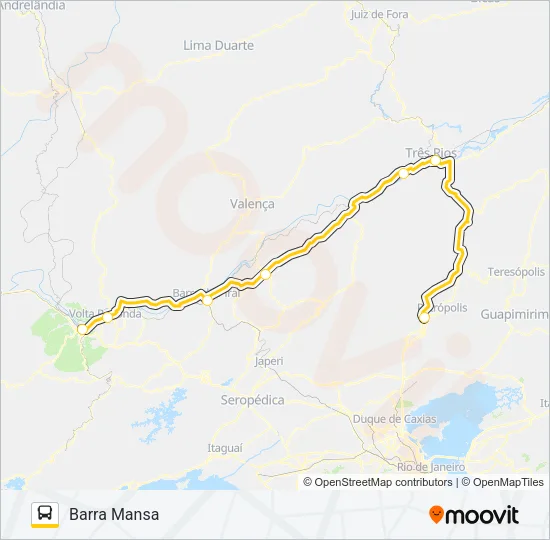BARRA MANSA - PETRÓPOLIS Bus Line Map