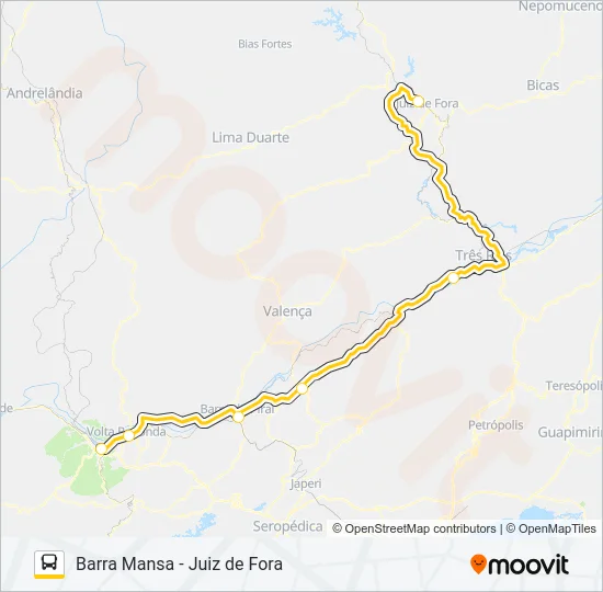 BARRA MANSA - JUIZ DE FORA Bus Line Map