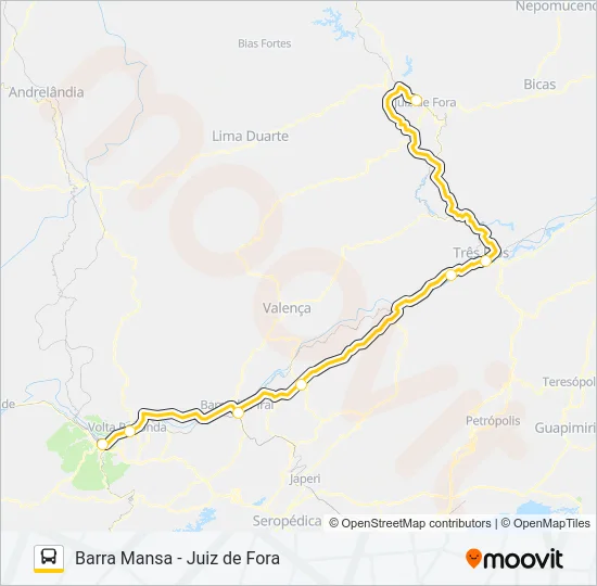 BARRA MANSA - JUIZ DE FORA Bus Line Map