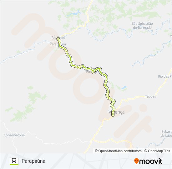 Mapa da linha PARAPEÚNA de ônibus