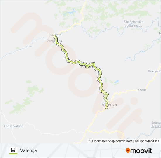Mapa da linha PARAPEÚNA de ônibus