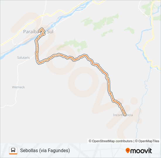Mapa da linha 118 de ônibus