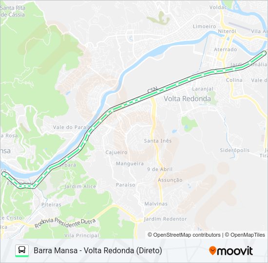 Mapa da linha P190 de ônibus