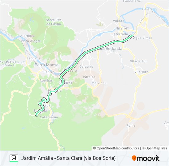 Mapa da linha P735 de ônibus