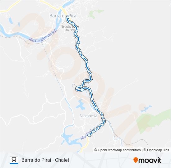 Mapa da linha P455 de ônibus