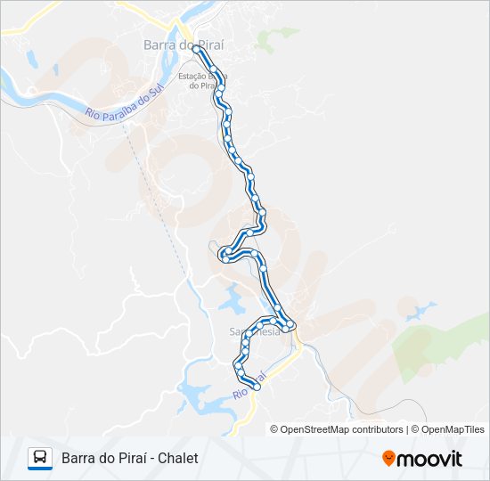 Mapa da linha P455 de ônibus