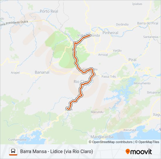 Mapa da linha P551 de ônibus