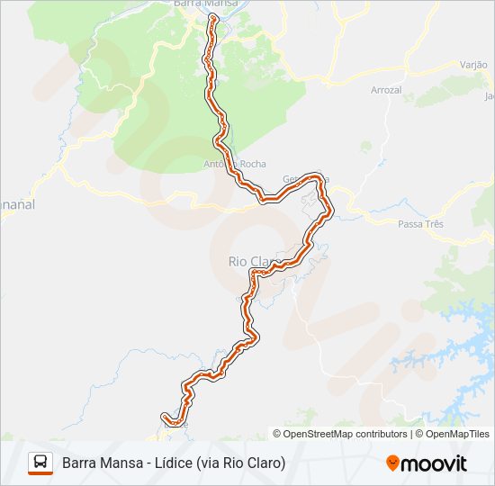 Mapa da linha P551 de ônibus