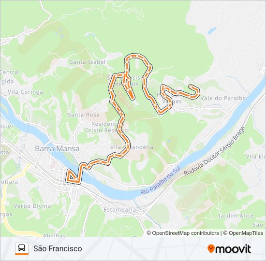 Mapa da linha CL031 de ônibus
