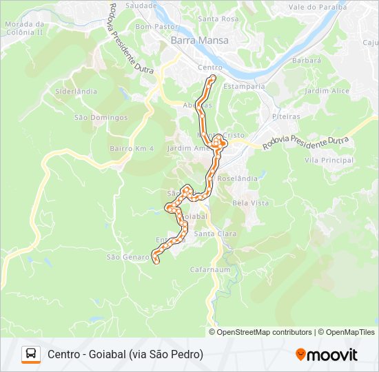 Mapa da linha CL071 de ônibus