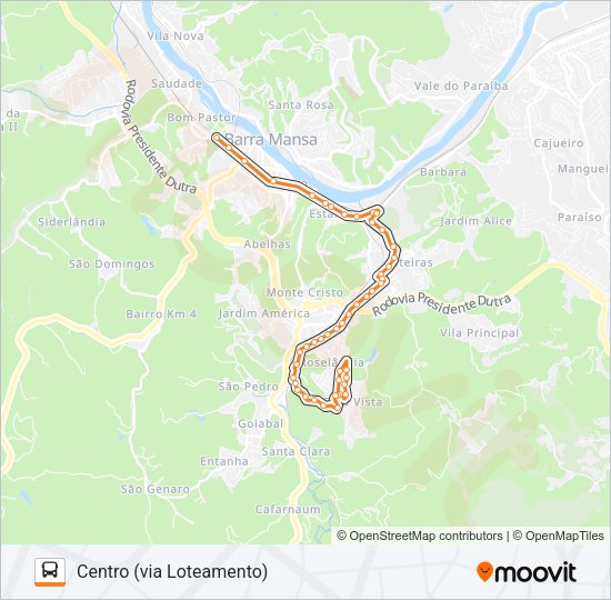 Mapa da linha TR801-01 de ônibus