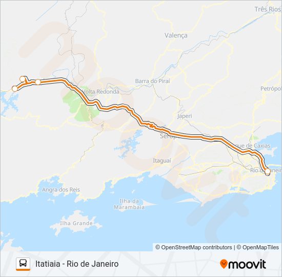 Mapa da linha ITATIAIA - RIO DE JANEIRO de ônibus