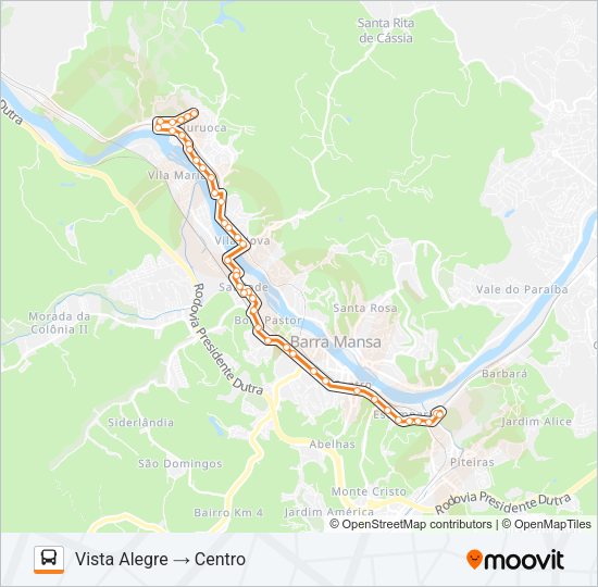 Mapa da linha TR190-01 de ônibus
