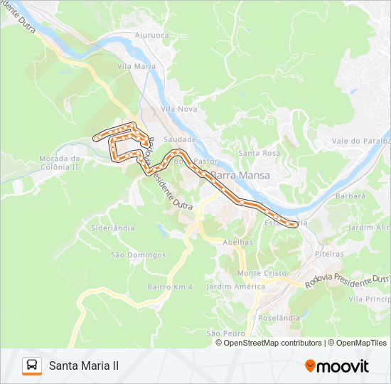 Mapa da linha TR053-01 de ônibus