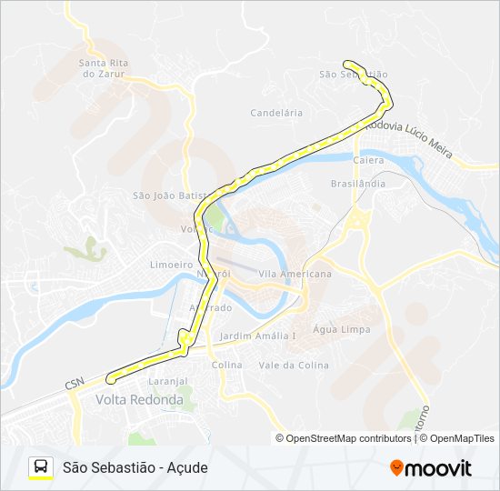 Mapa da linha 225 de ônibus
