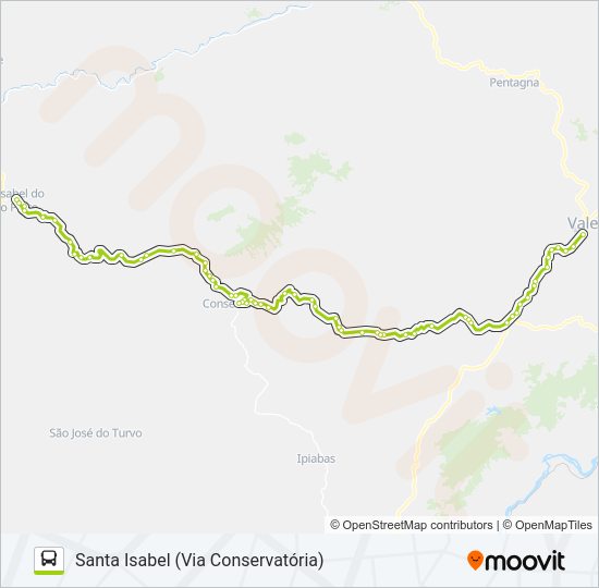 Mapa da linha SANTA ISABEL (VIA CONSERVATÓRIA) de ônibus